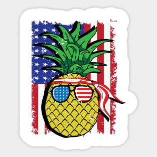 4th of July Pineapple American Flag Independence USA Patriotic Sticker